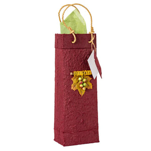 Burgundy Single Bottle Mulberry Bark Gift Bag