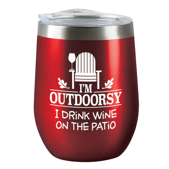 "I'm Outdoorsy" Red Insulated Wine Tumbler with Cover