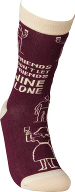 Load image into Gallery viewer, &quot;Friends Don&#39;t Let Friends Wine Alone&quot; Socks
