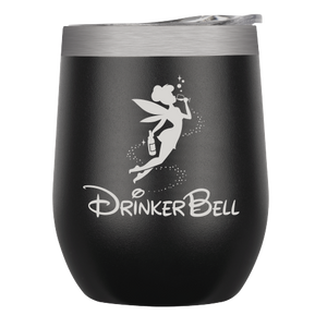 "Drinker Bell" Black or Red Insulated Wine Tumbler with Cover