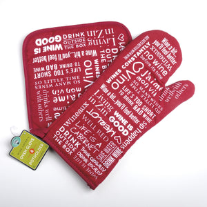 "Wine Words" Oven Glove and Potholder Set