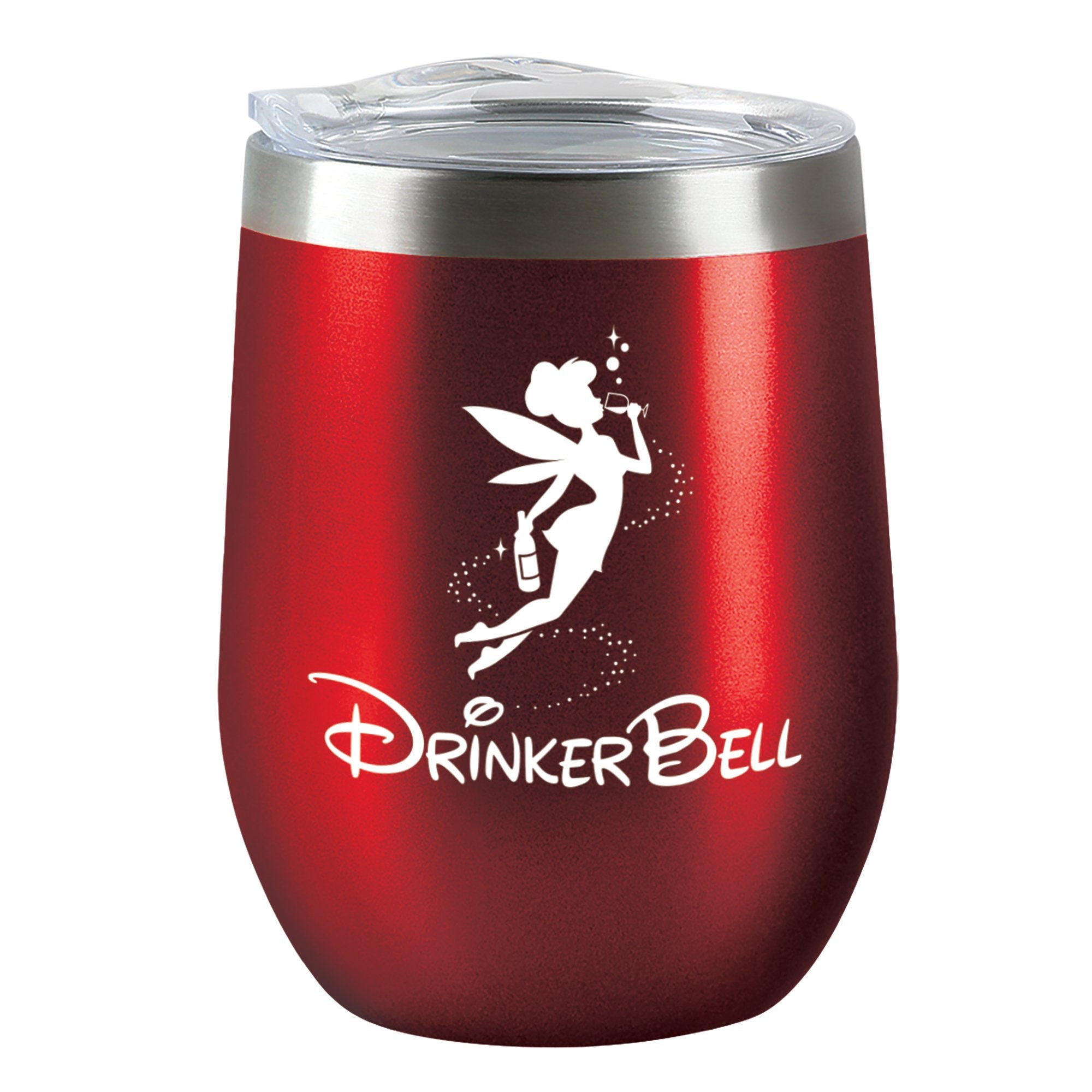 "Drinker Bell" Black or Red Insulated Wine Tumbler with Cover