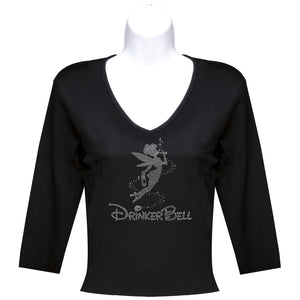 Rhinestone 3/4 Sleeve V-Neck Wine Shirts (Multiple Shirt Wordings To Choose From)