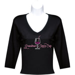 Load image into Gallery viewer, Rhinestone 3/4 Sleeve V-Neck Wine Shirts (Multiple Shirt Wordings To Choose From)
