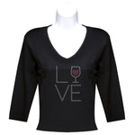 Load image into Gallery viewer, Rhinestone 3/4 Sleeve V-Neck Wine Shirts (Multiple Shirt Wordings To Choose From)
