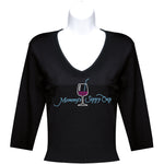 Load image into Gallery viewer, Rhinestone 3/4 Sleeve V-Neck Wine Shirts (Multiple Shirt Wordings To Choose From)
