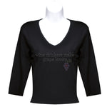 Load image into Gallery viewer, Rhinestone 3/4 Sleeve V-Neck Wine Shirts (Multiple Shirt Wordings To Choose From)
