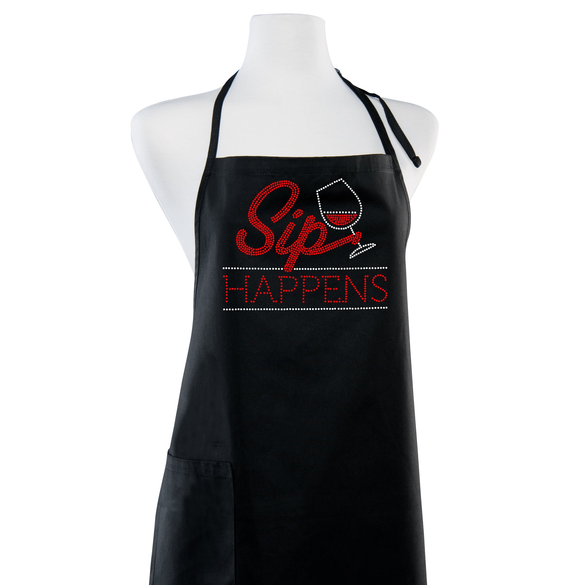 "Sip Happens" Rhinestone Apron