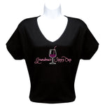 Load image into Gallery viewer, Rhinestone Short Sleeve V-Neck Wine Shirts (Multiple Shirt Wordings to Choose From)
