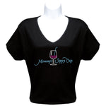 Load image into Gallery viewer, Rhinestone Short Sleeve V-Neck Wine Shirts (Multiple Shirt Wordings to Choose From)
