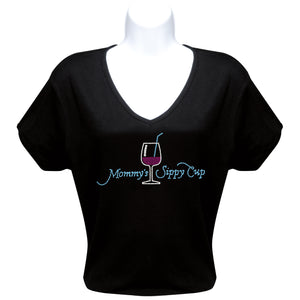 Rhinestone Short Sleeve V-Neck Wine Shirts (Multiple Shirt Wordings to Choose From)