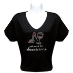 Load image into Gallery viewer, Rhinestone Short Sleeve V-Neck Wine Shirts (Multiple Shirt Wordings to Choose From)
