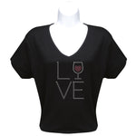 Load image into Gallery viewer, Rhinestone Short Sleeve V-Neck Wine Shirts (Multiple Shirt Wordings to Choose From)
