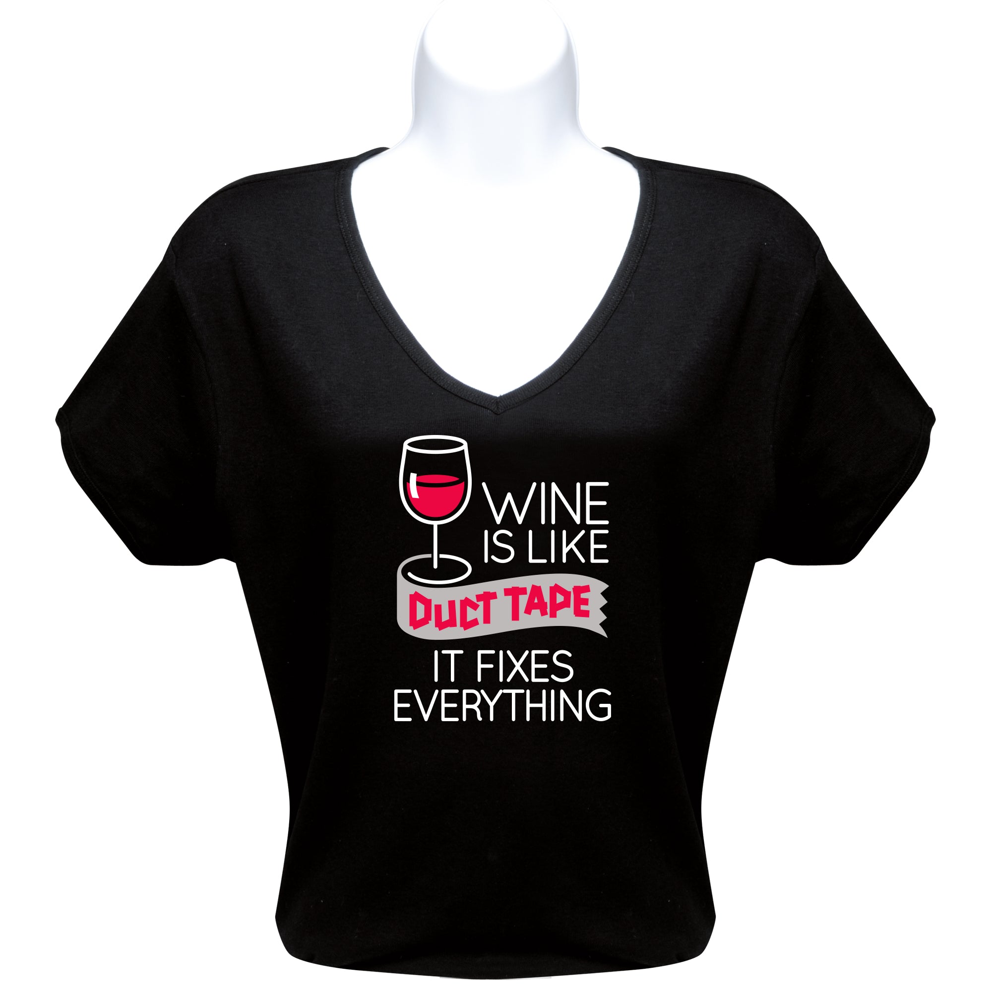 Screen Printed Short Sleeve V-Neck Wine Shirts (Multiple Shirt Wordings to Choose From)