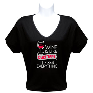 Screen Printed Short Sleeve V-Neck Wine Shirts (Multiple Shirt Wordings to Choose From)