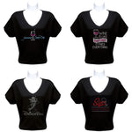 Load image into Gallery viewer, Rhinestone Short Sleeve V-Neck Wine Shirts (Multiple Shirt Wordings to Choose From)
